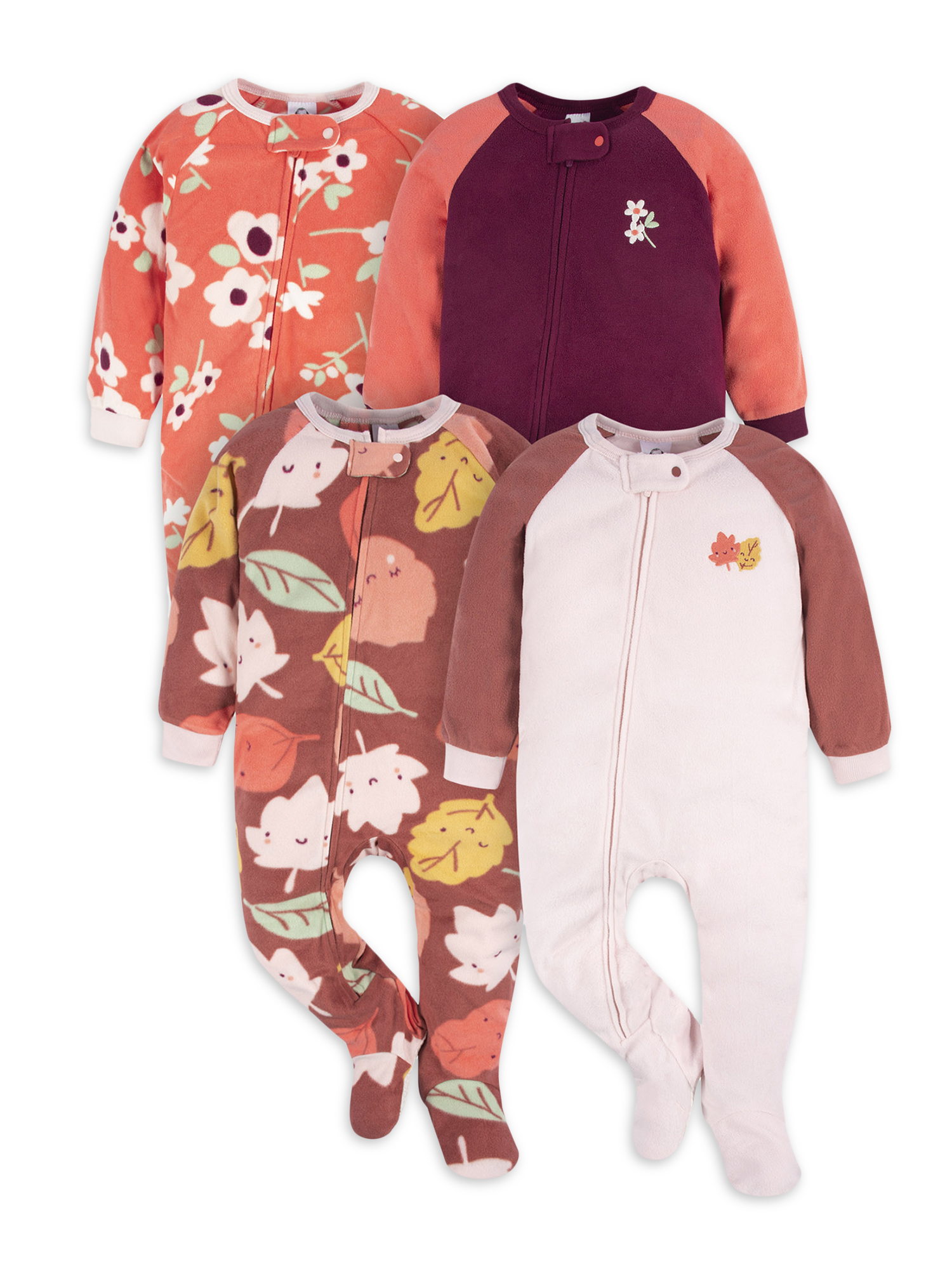 Gerber Baby \u0026 Toddler Neutral Microfleece Blanket Sleeper Pajamas, 4-Pack, 0/3 Months-5T